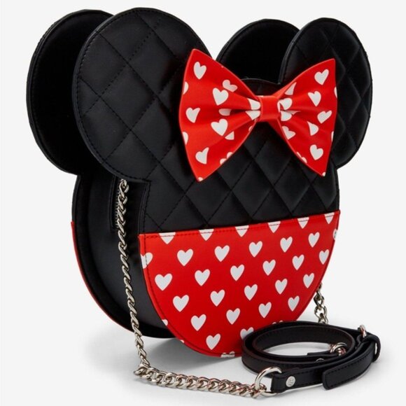 Loungefly Disney Minnie and Mickey Mouse Heart Shaped Crossbody - Picture 2 of 6